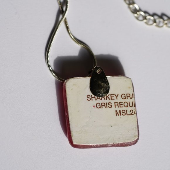 Handmade 1" Glass Tile with Stamped Diamond and Pa - Picture 3 of 4